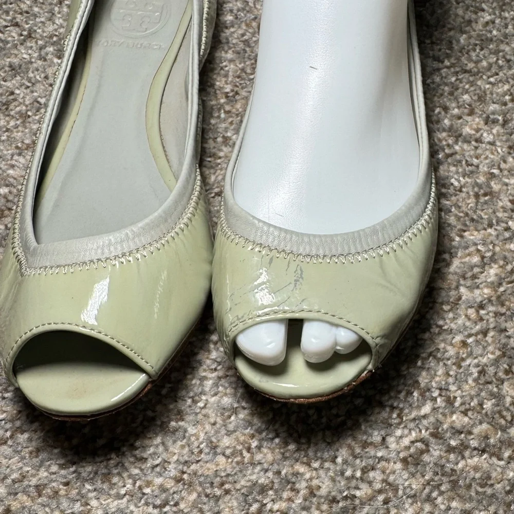 Tory Burch Mint Julip Cream Ballet Open Toe  Flats- Size 6.5